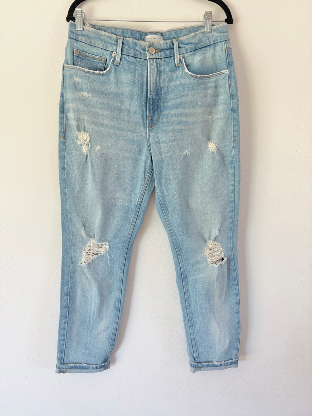 Good American The Weekender Good Girlfriend High-Rise Distressed Jeans Size 8/29